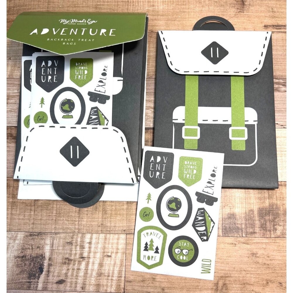 My Minds Eye Adventure Backpack 5 Treat Bags With Stickers ADV807